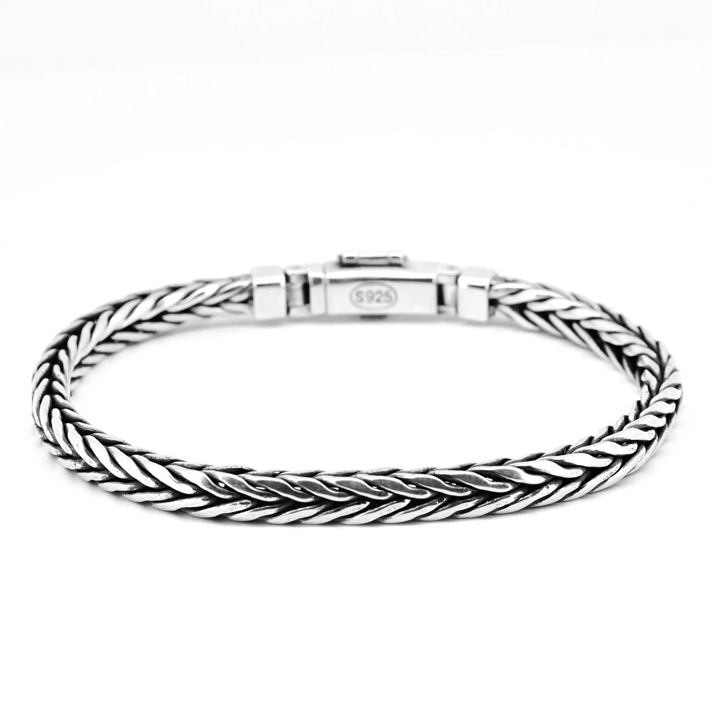 100% S925 Sterling Silver Handmade Woven Retro Domineering Style Personality Keel Man Woman Pure S925 Silver Bracelet Jewelry