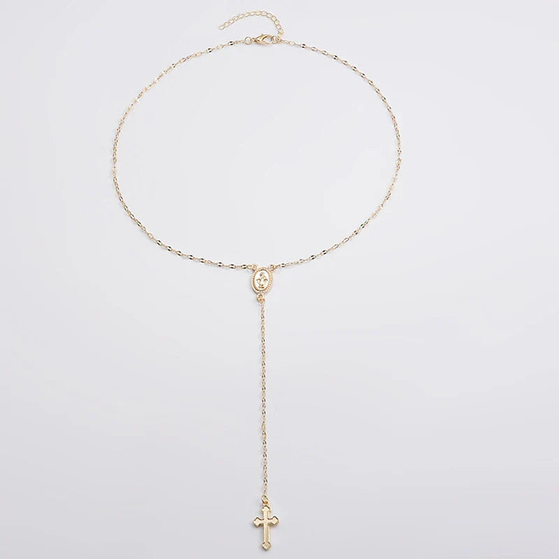 2025 New Fashion Vintage Christian Cross Bohemia Religious Rosary Pendant Necklace For Women Charm Jewelry Gifts Wholesale