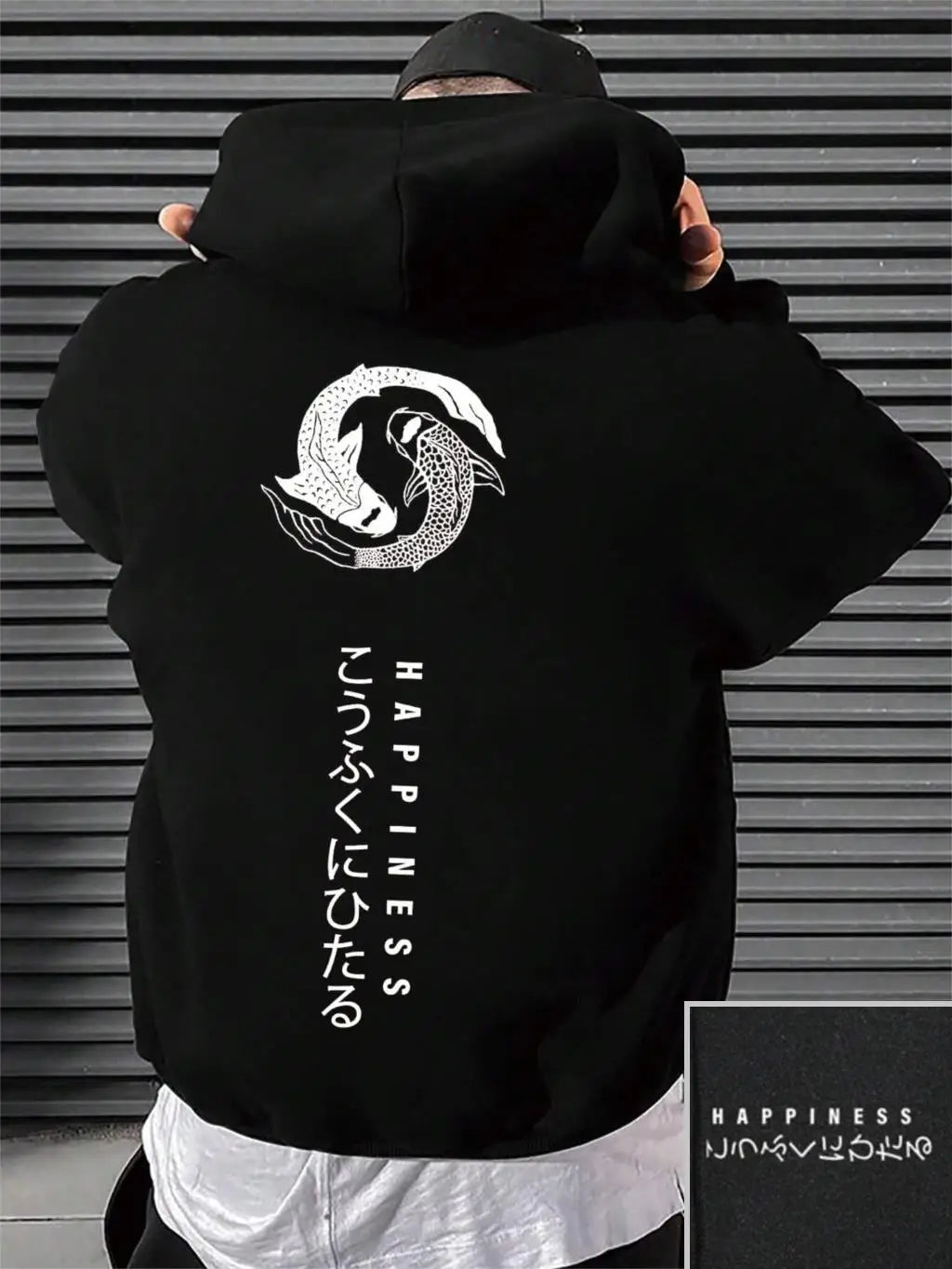 Japanese Cartoon Printing Men Hoody O-Neck All Match Loose Sweatshirt Fashion Fleece