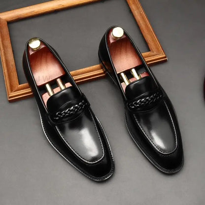 HKDQ Men's Italy Loafers Genuine Leather Male Casual Office Business Dress Shoes For Men Fashion Party Wedding Formal Footwear