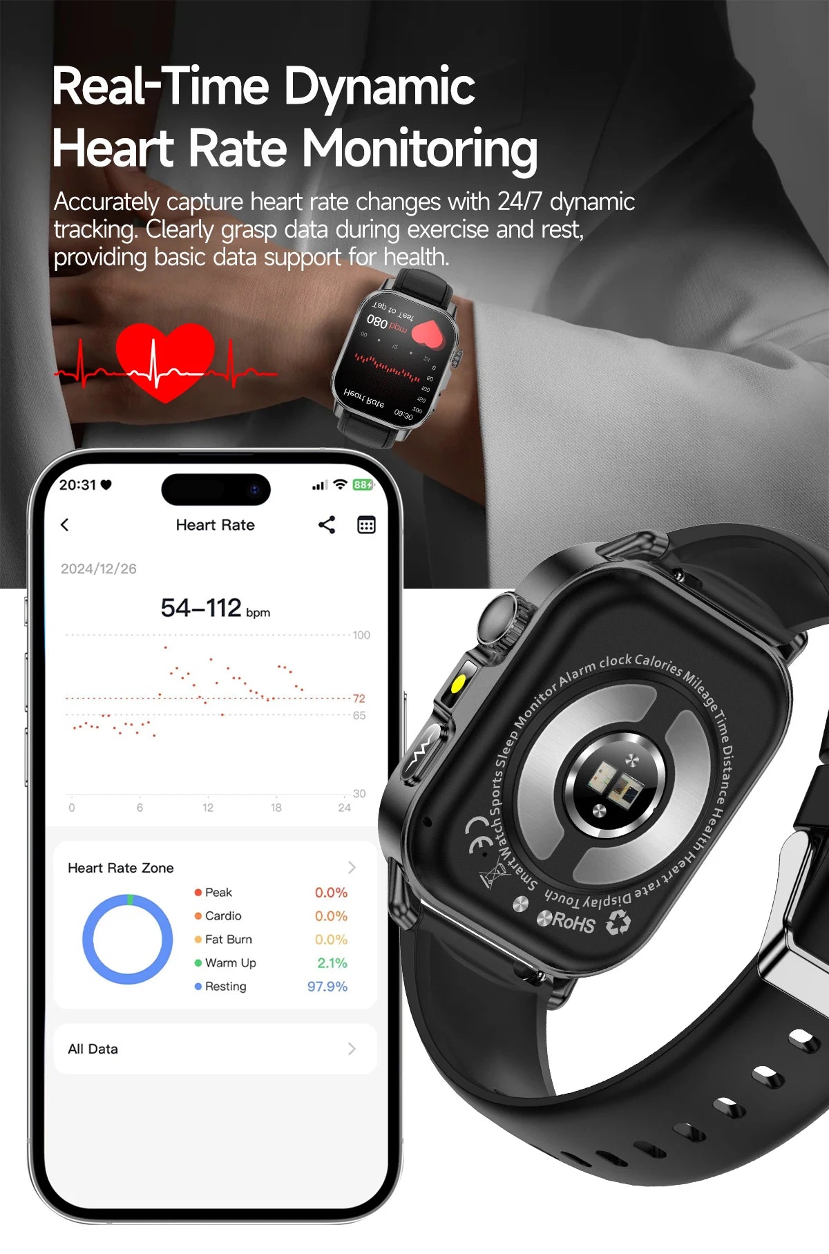 Body Composition analysis Monitoring Smart Watch Men ECG Heart Rate Blood pressure Uric Acid Health Tracker Smartwatches 2026New