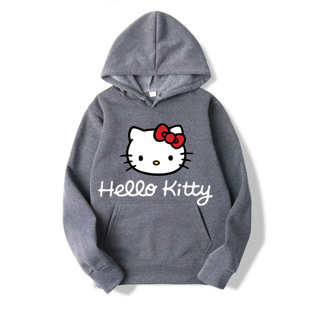 Hello Kitty Anime Hoodie Casual Sweatshirt Boys Fleece Pullover Y2k Sudadera