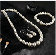 Pearl Jewelry Set Simulated Pearl Double Layer Luxury Earrings Necklace Wedding