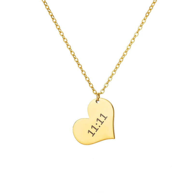 Stainless Steel Love Heart Pendant Necklace For Women Fashion Gold Color Flower Necklace Couple Aesthetic Jewelry Accessories
