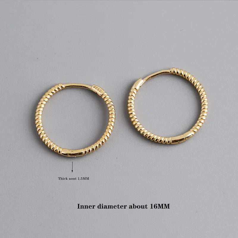 WANTME 925 Sterling Silver Fashion Piercing Charm Twist Huggies Hoop Earrings for Women Rock Gothic Unisex Jewelry Ear Buckles