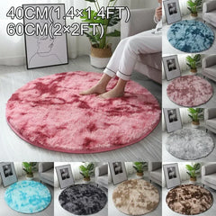 Circle Round Shaggy Rug Tie-dye Plush Carpet Living Room Bedroom Carpet Floor Mat