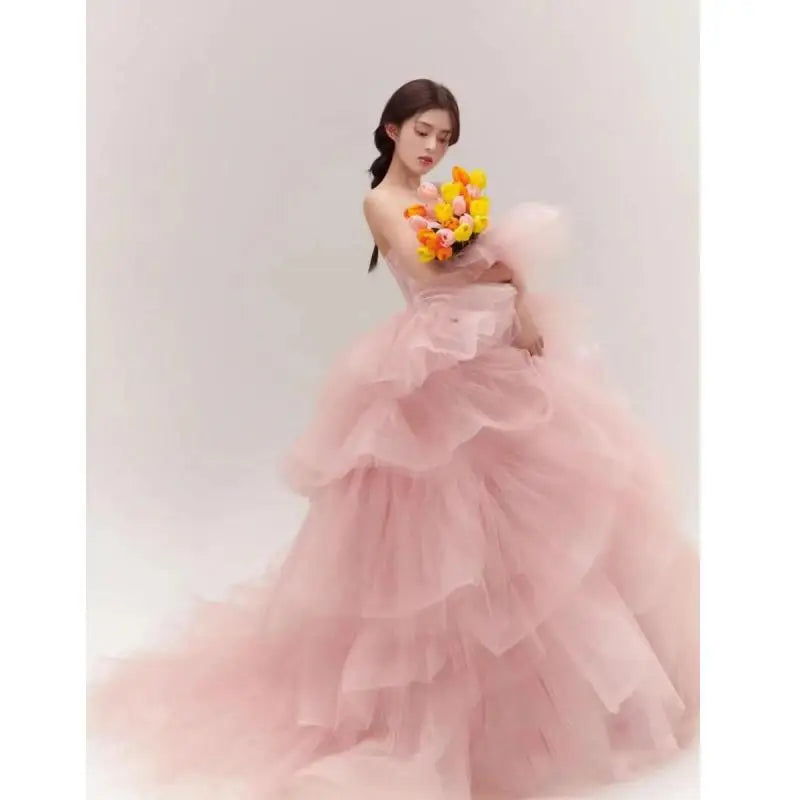 White Bridesmaid Dresses: Sweet Pink Ball Gown Wedding Dresses Classic Strapless