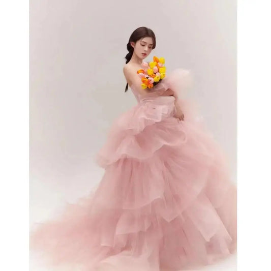 White Bridesmaid Dresses: Sweet Pink Ball Gown Wedding Dresses Classic Strapless
