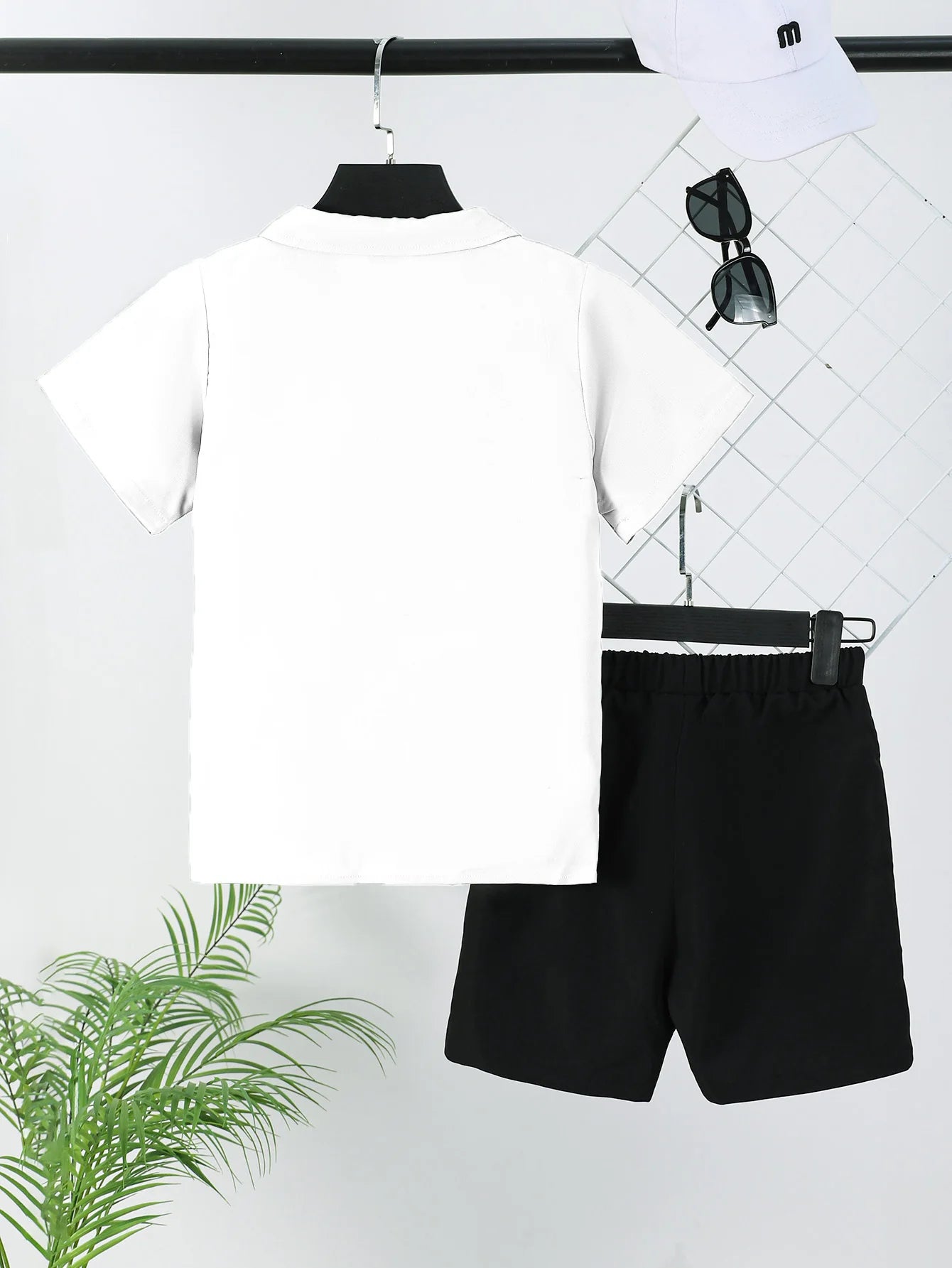 2pcs Boys & Teens Stylish Casual Outfit Set - Short Sleeve Loose Fit Shirts with Lapel Buttons & Breathable Shorts for Fun