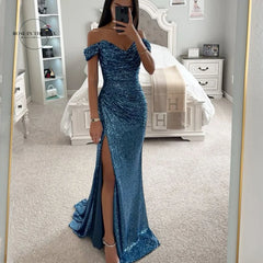 Chic and Elegant Women Evening Maxi Dresses Off-Shoulder Formal Gowns