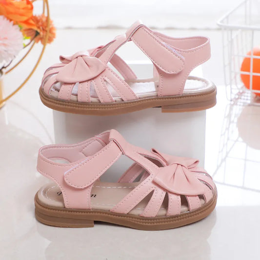 Pink Baby Sandals for Girl Peep-toe Breatheable Hook & Loop Children Fashion Soft 2023 Summer New Girls Sandals Cute Versatile