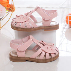 Pink Baby Sandals for Girl Peep-toe Breathable Hook & Loop Children Fashion