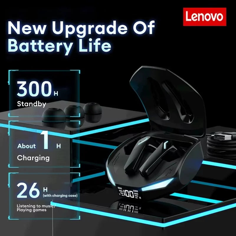 Original Lenovo XT53 Bluetooth V5.4 Earphones LED Power Display Gaming Headphones Waterproof Anti-sweat Upgraded Wireless Earbud