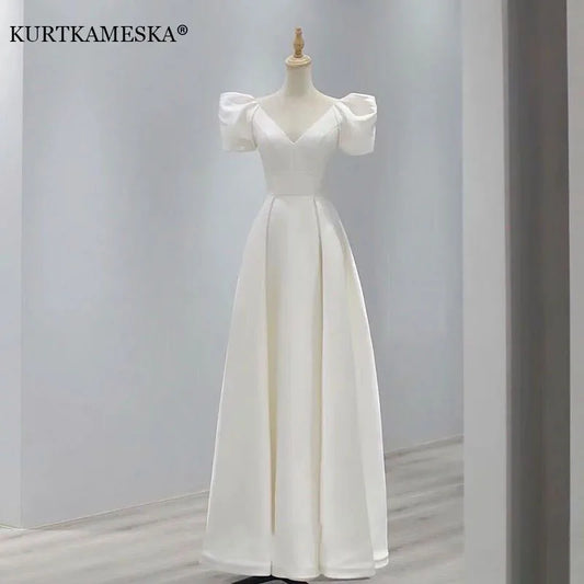 Homecoming Dresses: Wedding Dresses for Bride Elegant V Neck Long Prom Evening