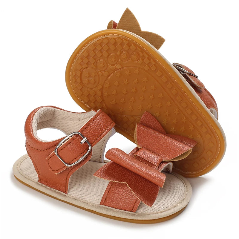 Baby Girls Bowknot Open-Toe Sandals Lightweight Non-Slip Comfy Crib Shoes Summer