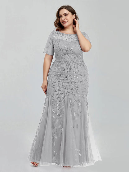 Women Plus Size Long Dresses 2023 New Summer Formal Luxury Lace Sequin Chic Elegant Turkish Wedding Evening Party Prom Clothing