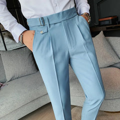 British High-waist Pant Men Social Pant Traje Hombre Formal Dress Pants