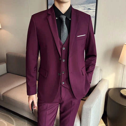 Casual Wedding Fashion Banquet Handsome Men's 3-piece Set