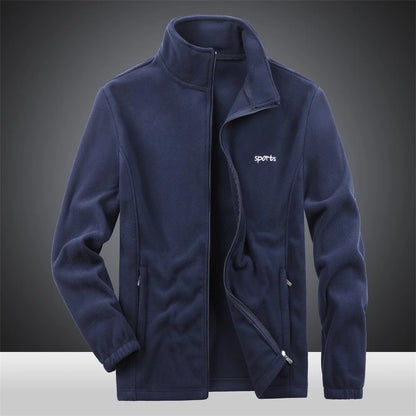 Men full zip plus size embroider sports soft polar fleece coat sport jackets mens soild color men's clothing casual jackets