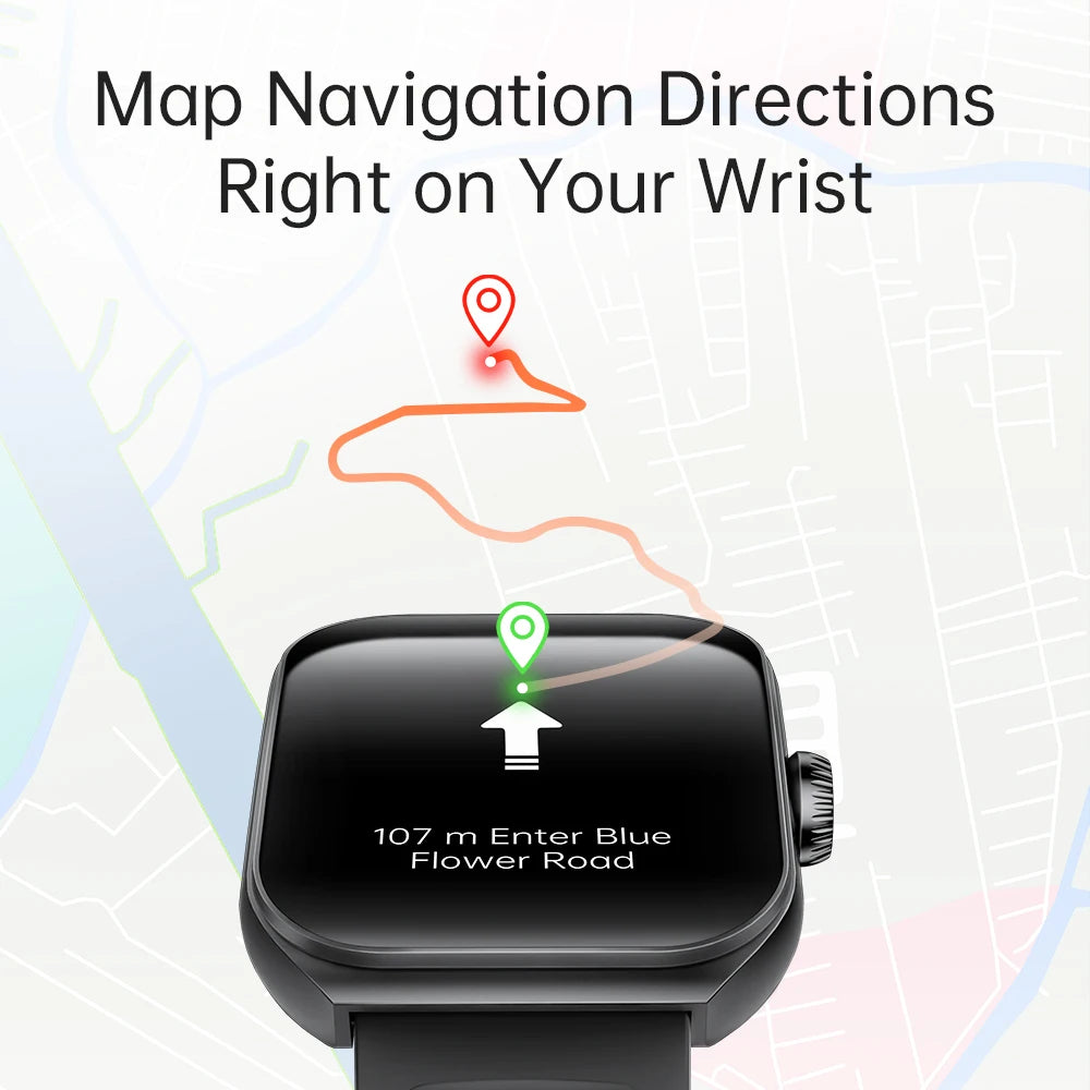 KUMI KU7 Smart watch 1.96" Amoled screen IP68 Waterproof 100+Sport Modes  Bluetooth Call Health Sleep Monitoring