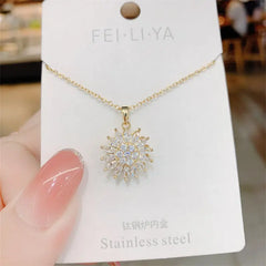 Retro Charm Sunflower Smart Necklace Women's Fashion Rotating Sunflower Small Fresh