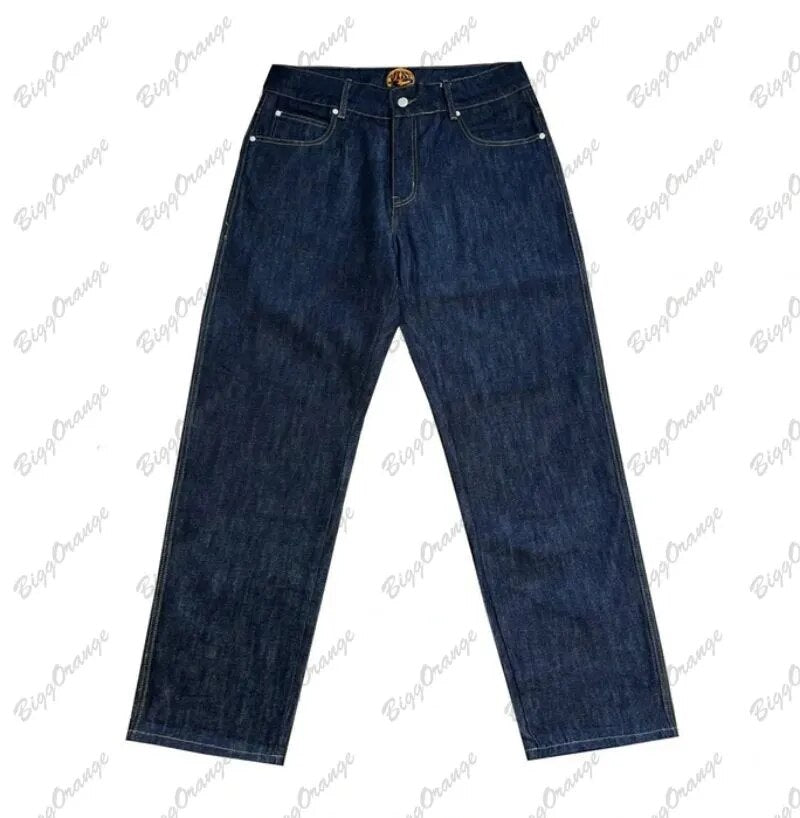 High quality double ponytail girls print jeans gothy y2k loose straight leg wide leg pants