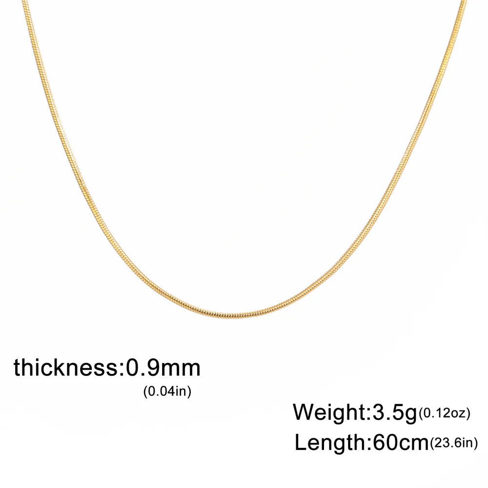 My Shape Round Snake Chain Necklace for Women Men Stainless Steel Link Chain 0.9mm 1.2mm 2mm Chains Choker Fashion Jewelry Gifts