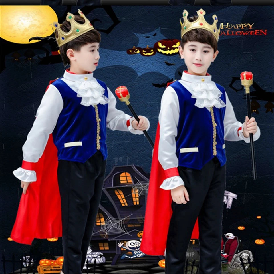 Halloween Carnival Kids Cosplay King Costume Fairy Prince Children Stage Performance Masquerade Festival Boys Clothing Set