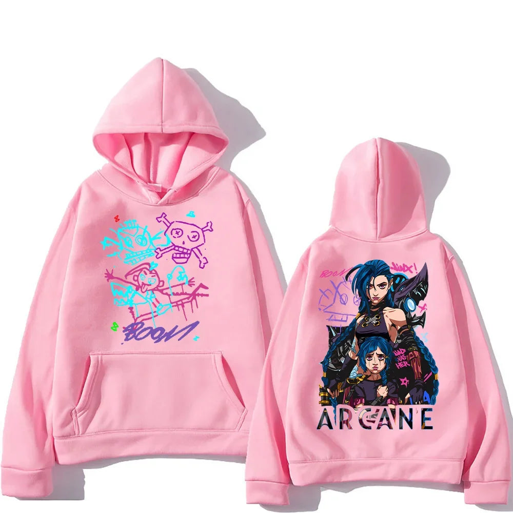 Arcane Jinx Hoodies Man Women Harajuku Clothing Hot Anime Arcane Pullovers Unisex