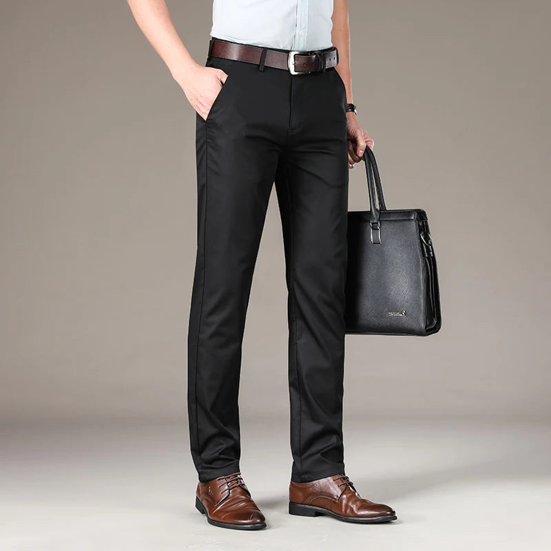 Summer Soft Lyocell Fabric Men's Suit Pants Thin Business Office Straight Pants