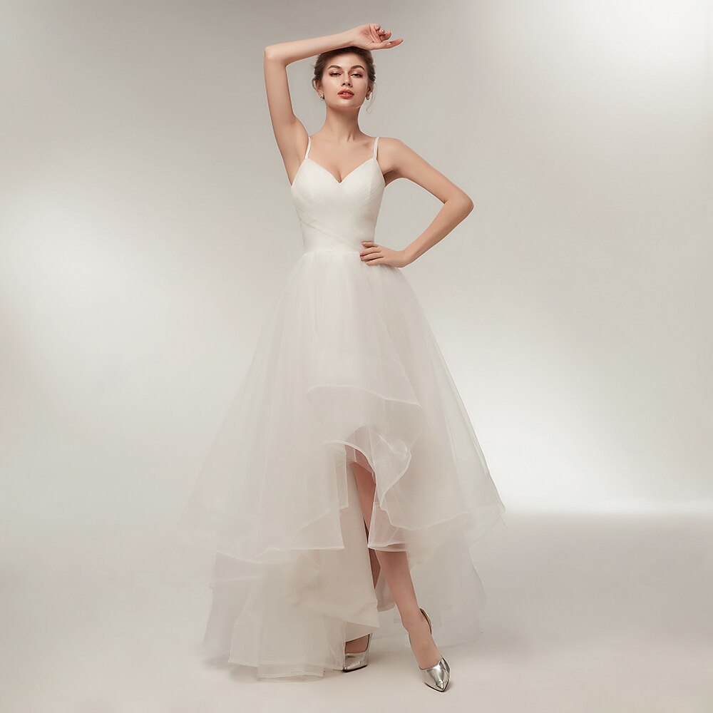 White Bridesmaid Dresses: Wedding Dresses Spaghetti Straps V-Neck Ruffles Tulle