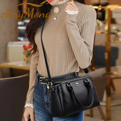 Multi-pocket Handbag Purses Genuine Cowhide Leather Shoulder Bag