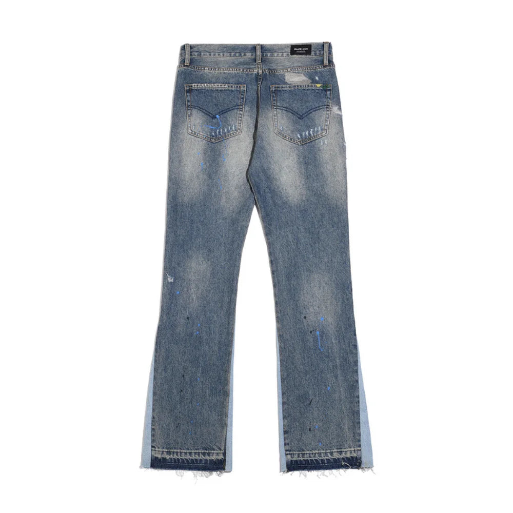 High Street Washes Prints Splashes Ink Retro Streetwear Mens Jeans