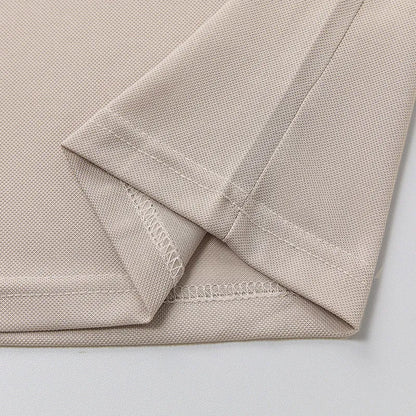 New Men's Business Casual Short Sleeved Shirt with Badge Solid Color Polo Shirt Fashionable Breathable Comfortable Versatile Top