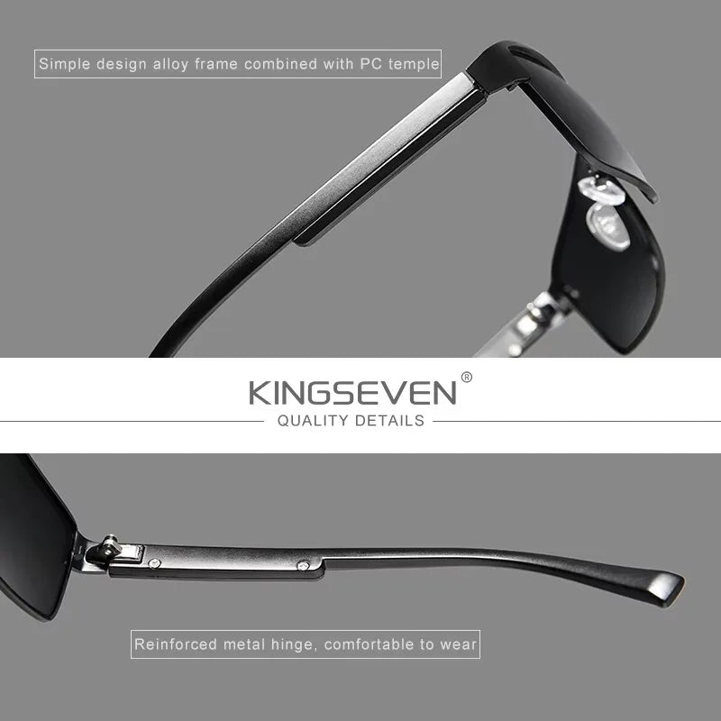 KINGSEVEN Men Polarized Sunglasses Driving UV400 High Quality Glasses Causal Rectangle Male Causal Fishing Outdoor Eyewear