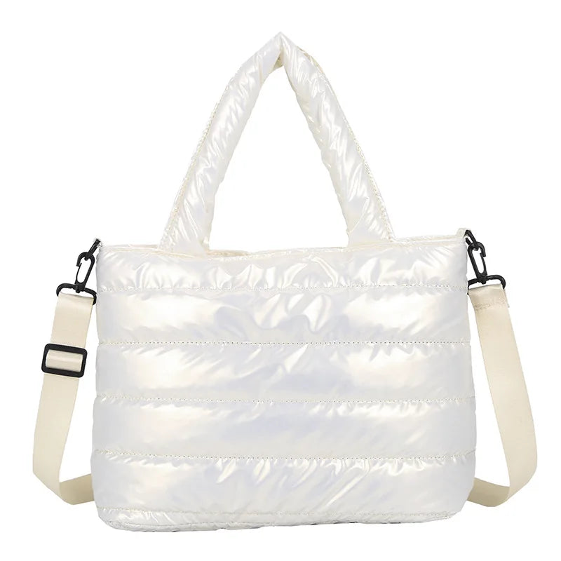 Women Winter Handbags Mobile Space Glossy Female Down Bags Cotton-padded