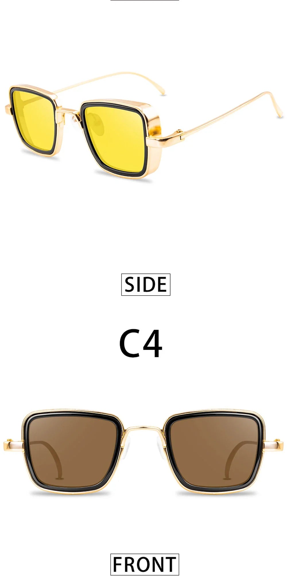 Stylish Retro Brand Shades Men Women Sun Glasses UV400 Square Vintage Metal Steampunk Sunglasses
