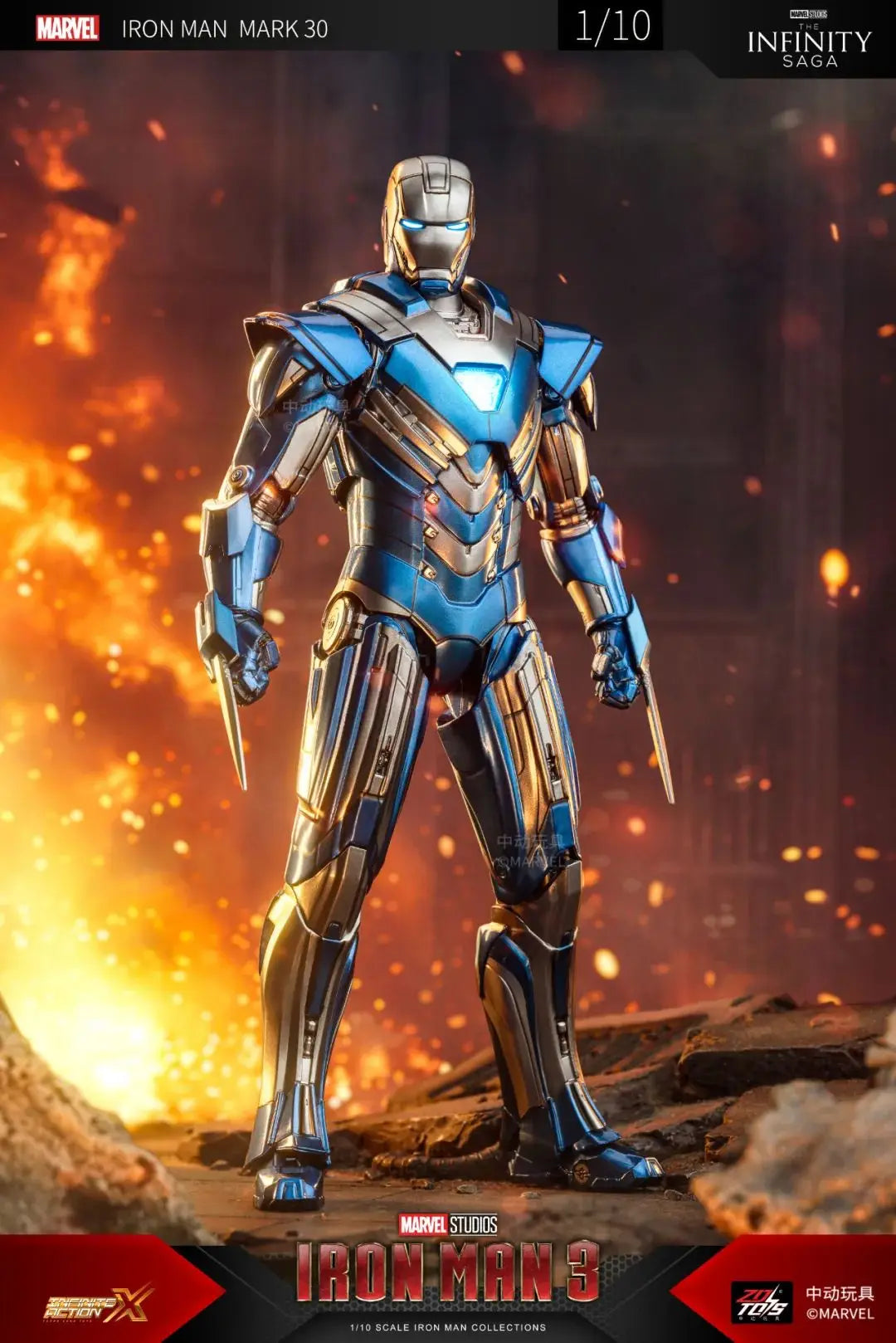 ZD Original Iron Man MK30 Blue Steel 1/10 Iron Patriot MK3 Marvel legends War Machine 10th Anniversary Action Figure Model Gift