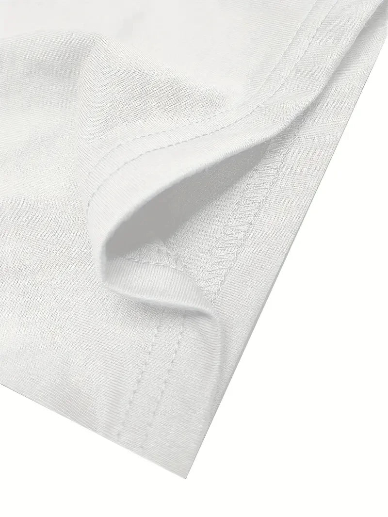 Men's 100% pure cotton fashionable casual sports loose trendy doll graffiti printed round neck short sleeved T-shirt top