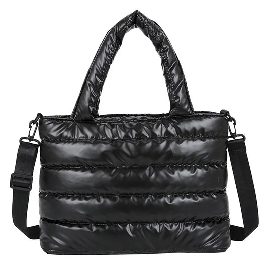 Women Winter Handbags Mobile Space Glossy Female Down Bags Cotton-padded