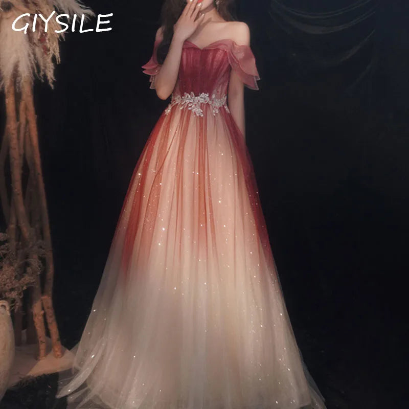 Homecoming Dresses: Sparkling Temperament Wine Red Gradually Changing Maxi Dress