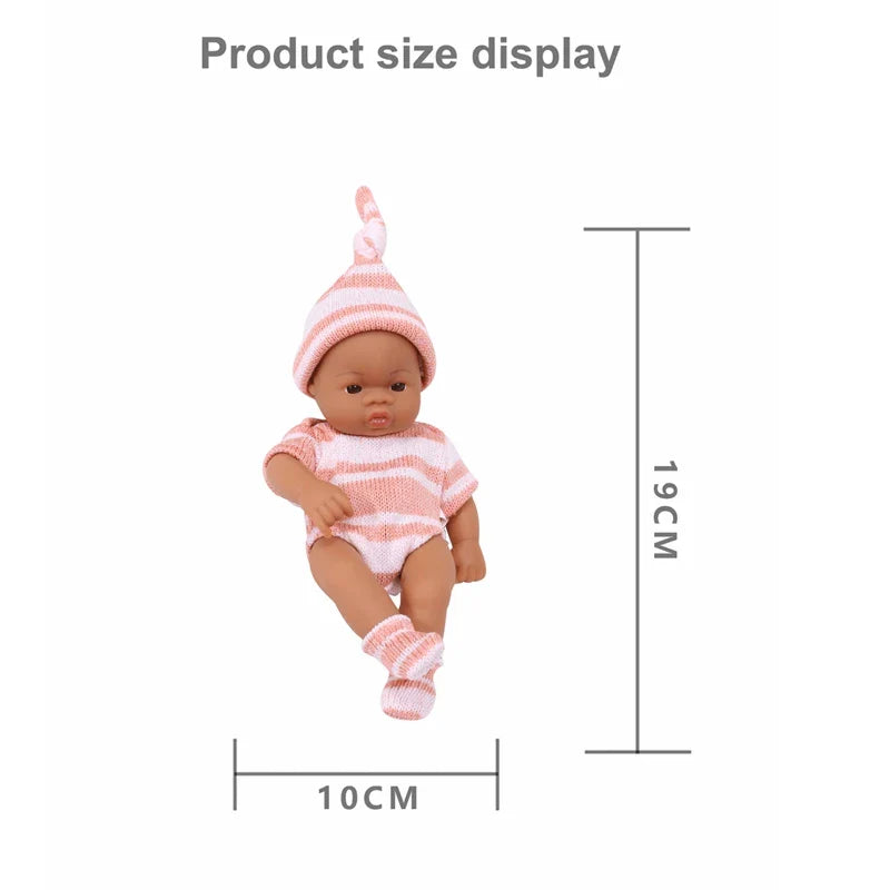 20cm 7inch Mini Reborn Dolls Vinyl Brown Skin Full Body Baby Doll Lifelike Soft Reborn Toddler Doll Baby Doll For Girls Toys