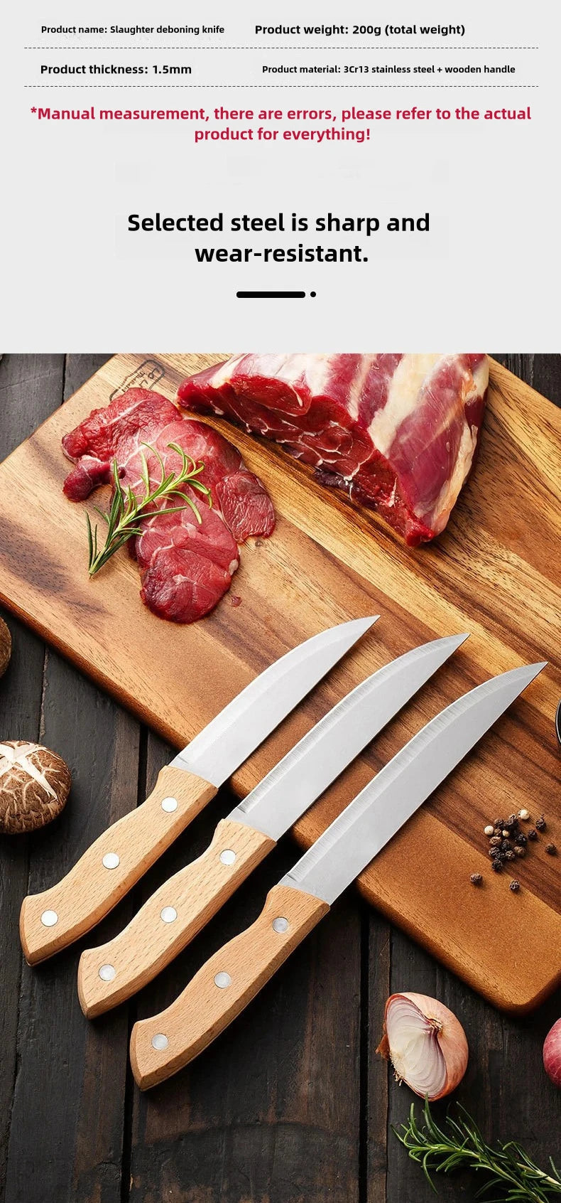 Cooking Knife Kitchen Supplies Wooden Handle Kitchen Fruit Knife Chef Knives Meat