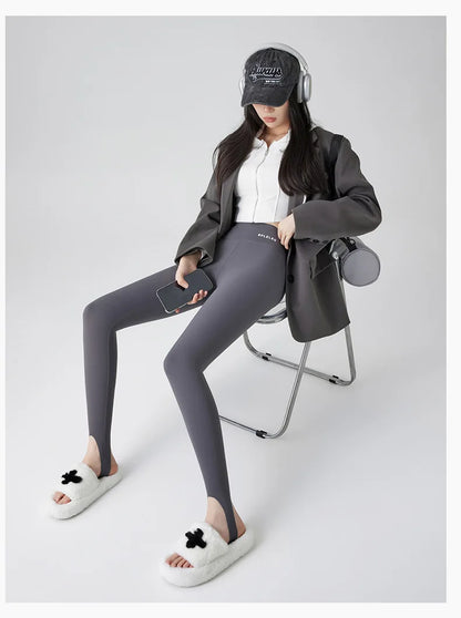 Autumn Winter Rabbit Fleece Thicken Boots Leggings Women