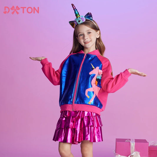 2024 Autumn Winter Girls Jackets Unicorn Children Coat