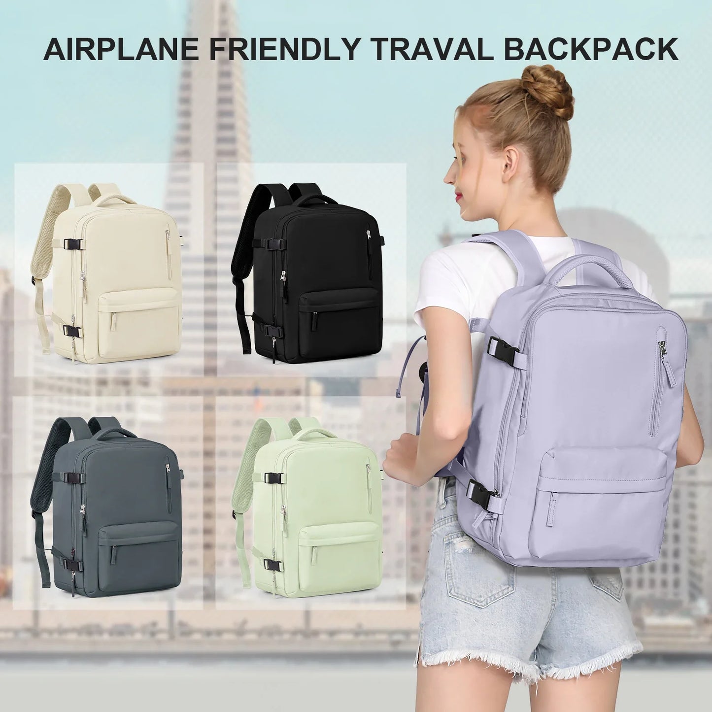 Women's Cabin Travel Backpack Laptop Bag Large Capacity Easyjet Carry-Ons 45x36x20 Backpack Ryanair 40x20x25 Water Resistant Bag