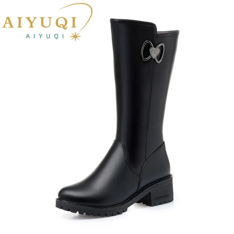 Women Riding Boots Winter Genuine Leather Women Motorcycle Boots
