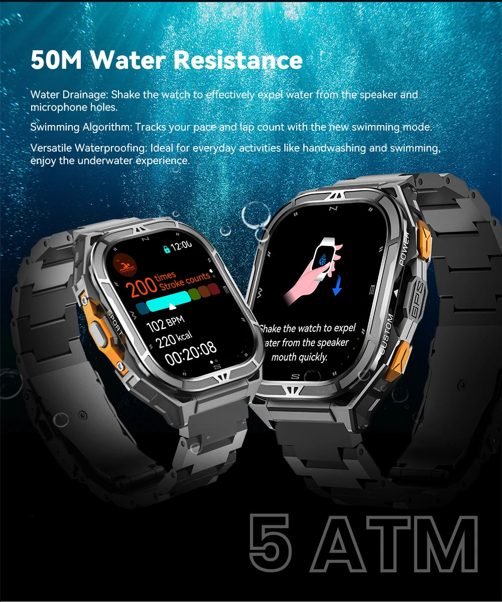 Cubot GT 3 Smart Watch, 5ATM Waterproof, 1.96-inch AMOLED, Blood Oxygen, Fitness Tracker Heart Rate GPS Sport Smartwatch for Men