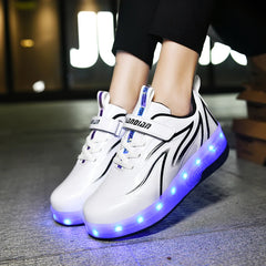 Children Light Sneakers With 2 Wheels Designer Luminous Baby Girls Boys Led Kids Roller Skate Shoes