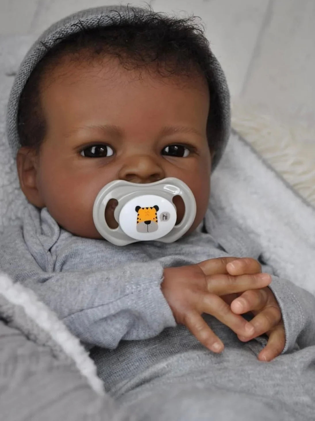 19inch Dark Skin Lanny Bebé Reborn Dolls Handmade Painted African Reborn Baby With Rooted Hair Doll Toys Muñecas Para Niñas